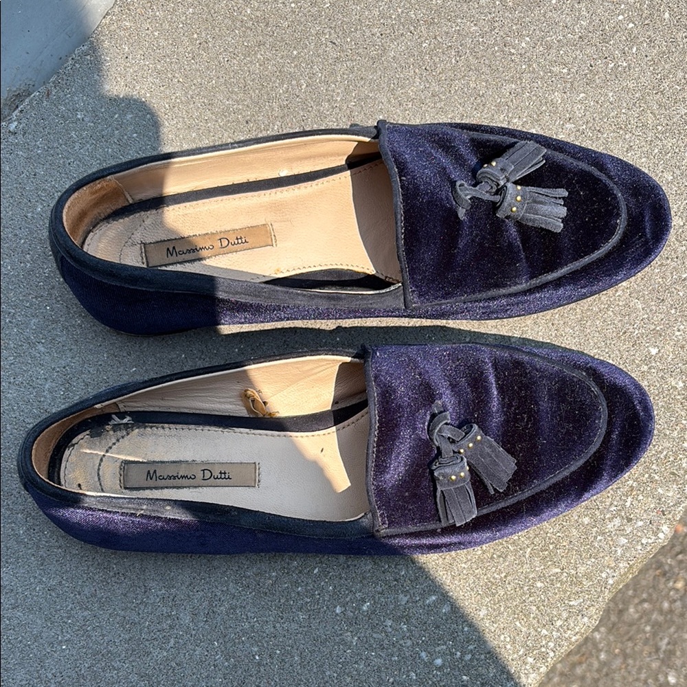 Massimo Dutti Blue Loafers Slip-On Elegance